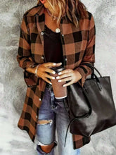 Women's Checkered Long Sleeve Single-Breasted Casual Loose Blouse, Autumn